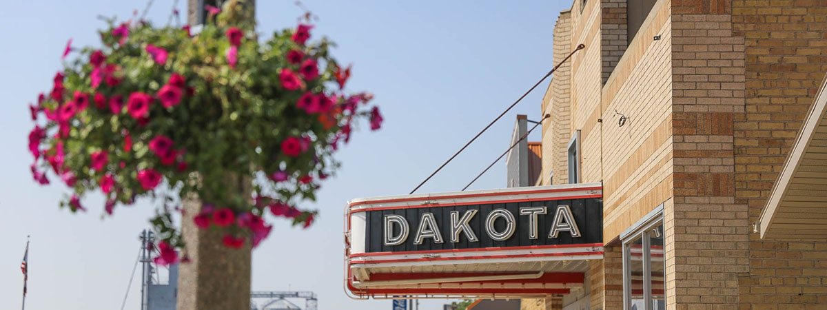 dakota sign on main street in crosby north dakota