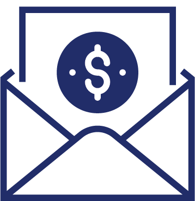 envelope and paper with dollar sign